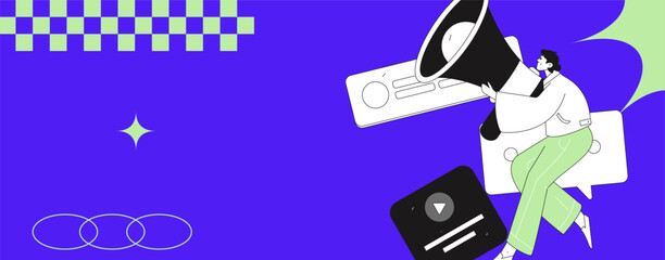 Notification announcement vector creative flat hand drawn illustration
