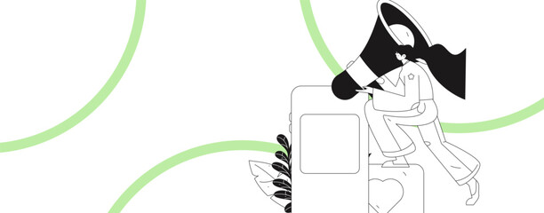 Notification announcement vector creative flat hand drawn illustration
