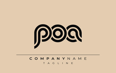 POA Creative Unique Modern Letter Logo Design. Stylized logo featuring a unique letter design, presenting abstract minimalist aesthetics and modern appeal.