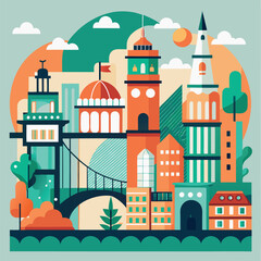 Fototapeta premium cityscape or urban skyline logo