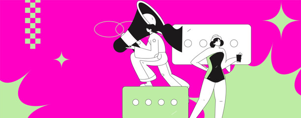 Notification announcement vector creative flat hand drawn illustration
