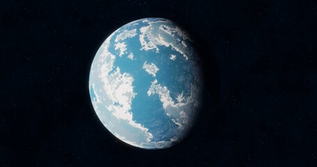 Blue Exoplanet wth Islands and Continents