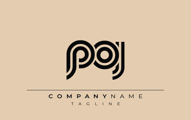 POJ Creative Unique Modern Letter Logo Design. Stylized logo featuring a unique letter design, presenting abstract minimalist aesthetics and modern appeal.