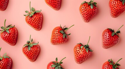 A creative strawberry wallpaper featuring a seamless pattern of heart shaped strawberries on a soft pink background overlay cut out on isolated transparent removed background