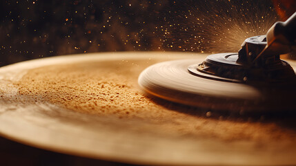 Obraz premium Close-up of a grinding tool in action, producing sparks and dust