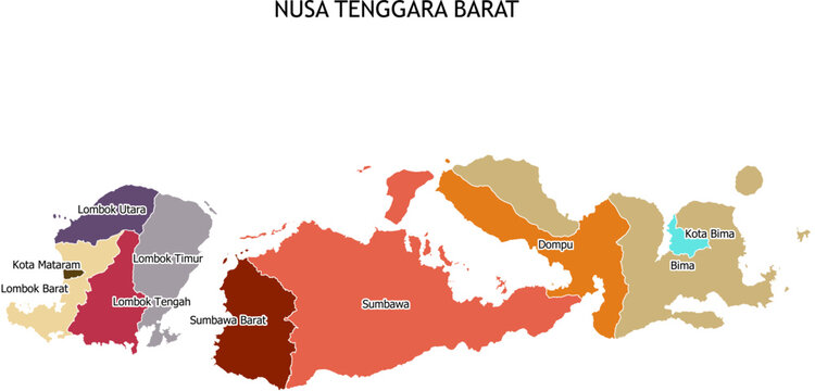 Nusa Tenggara Barat Boundary Map administrative division Peta Batas Wilayah Administrasi  Indonesia Nusa Tenggara Barat