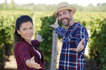 a happy wine maker couple