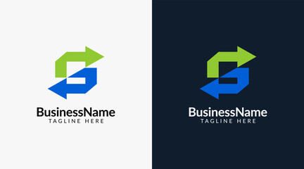 Modern logo mark with letter g and arrow icon bar candlestick for trading, investment, finance, statistic, accounting or marketing business