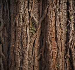 Obraz premium Rough tree bark texture, intricate root system , texture, ecology