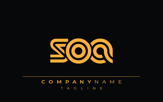 SOA Creative Unique Modern Letter Logo Design. Stylized logo featuring a unique letter design, presenting abstract minimalist aesthetics and modern appeal.