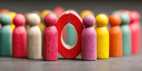 Colorful Figurines with Red Horseshoe Magnet Illustration