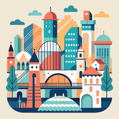 Naklejka premium cityscape or urban skyline logo