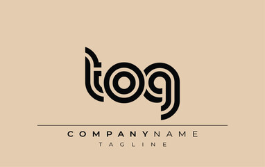 TOG Creative Unique Modern Letter Logo Design. Stylized logo featuring a unique letter design, presenting abstract minimalist aesthetics and modern appeal.