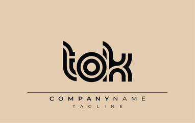 TOK Creative Unique Modern Letter Logo Design. Stylized logo featuring a unique letter design, presenting abstract minimalist aesthetics and modern appeal.