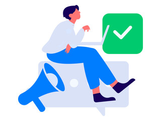 Notification announcement vector creative flat hand drawn illustration
