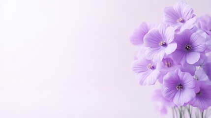 Obraz premium Lavender Flowers Soft Focus, Gentle Light, Pastel Hues, High Resolution Image, Landscape Wide Shot, Delicate Petals, Springtime Serenity, White Background, Soft Purple Mood, Ideal for Greeting Cards