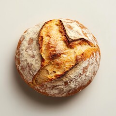 Fresh, crusty sourdough bread isolated on a clean white background. Perfect for food blogs, bakeries, ads, and packaging. High-quality, natural, and appetizing