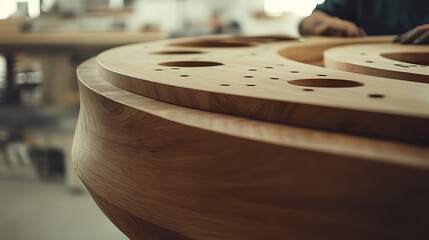 Obraz premium Close-Up of Wooden Craftsmanship in a Workshop