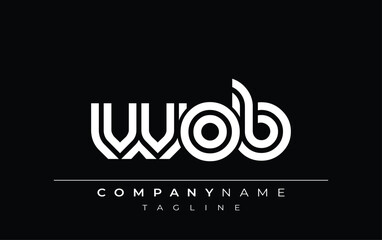 WOB Creative Unique Modern Letter Logo Design. Stylized logo featuring a unique letter design, presenting abstract minimalist aesthetics and modern appeal.