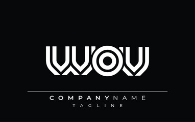 WOV Creative Unique Modern Letter Logo Design. Stylized logo featuring a unique letter design, presenting abstract minimalist aesthetics and modern appeal.