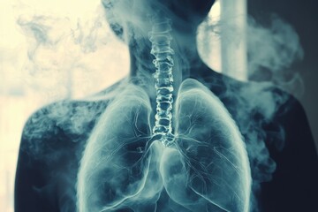 Lungs affected by smoking illustrate severe health risks and promote no smoking recommendation, Burn lungs caused smoking, no smoking recommendation for health Photo stock