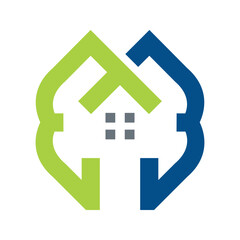 Real estate solution logo, abstract modern building