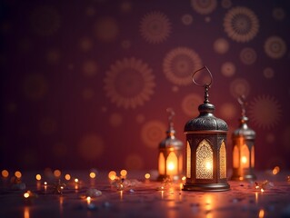 Obraz premium A beautiful and elegant Ramadan background featuring traditional Arabic lanterns