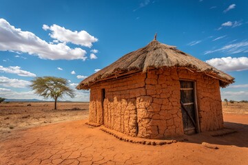 Charming African Mud House with Thatched Roof, Explore Traditional African Homes, Discover the Beauty of Mud House Architecture in Africa, See Pictures of Thatched Roof Houses in Rural Africa.