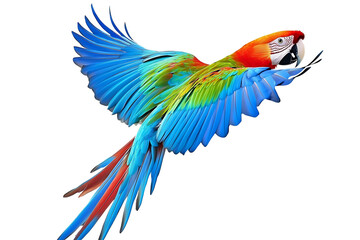 Fototapeta premium yellow macaw isolated on white background PNG. GENERATIVE AI