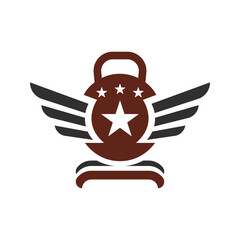 Star Fitness kettlebell vector logo design