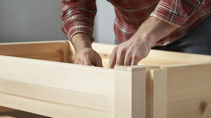 Man Assembling Wooden Furniture