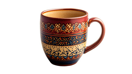 Handmade decorative brown mug, cut out transparent