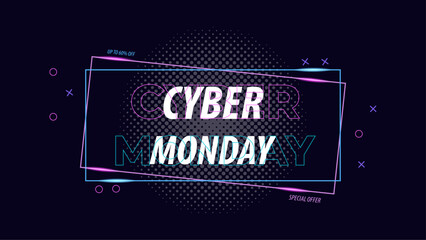 Flat design abstrac cyber monday concept banner