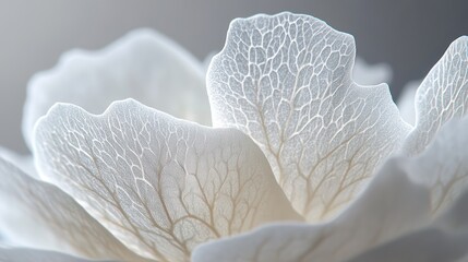 A flower petal close-up with intricate veins visible in soft lighting