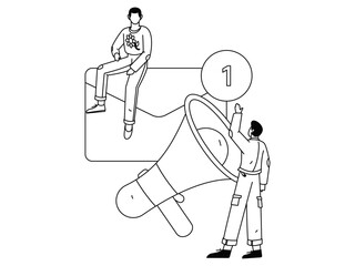 Notification announcement vector creative flat hand drawn illustration
