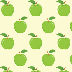 Green apple fruit seamless pattern vector illustration. 