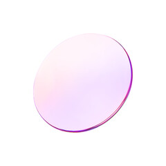 Glass round color lens transparent. 3d gradient holographic disk icon. Light circle badge element. Abstract disc, lens, button, badge, podium, frame flying gradation texture. Vector 3d illustration