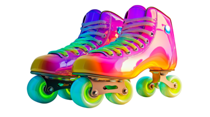 Colorful Quad Roller Skates, cut out transparent