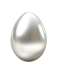 Silver Easter egg isolated on white background PNG. GENERATIVE AI