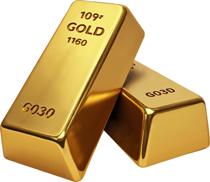 Gleaming Gold Bars Isolated on Transparent Background for Financial Advertisements and Investment Promotions