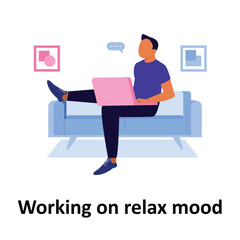 Man working on relax mood Vector illustration which can easily modify or edit