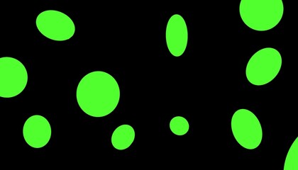 This image features a black background scattered with multiple bright green ovals and circles.