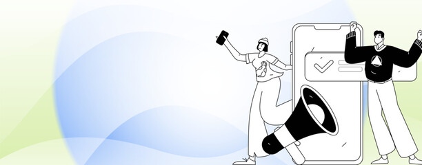 Notification announcement vector creative flat hand drawn illustration
