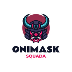 Onimask Squada Logo | Samurai Mask Mascot Design for Gaming & Branding