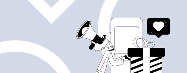 Notification announcement vector creative flat hand drawn illustration
