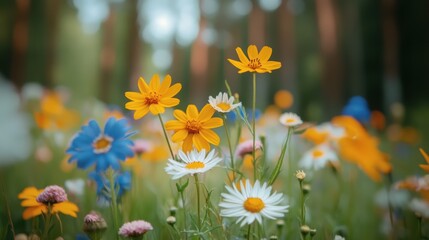 A summer nature walk with kids, picking wildflowers and exploring the forest together © nanskyblack