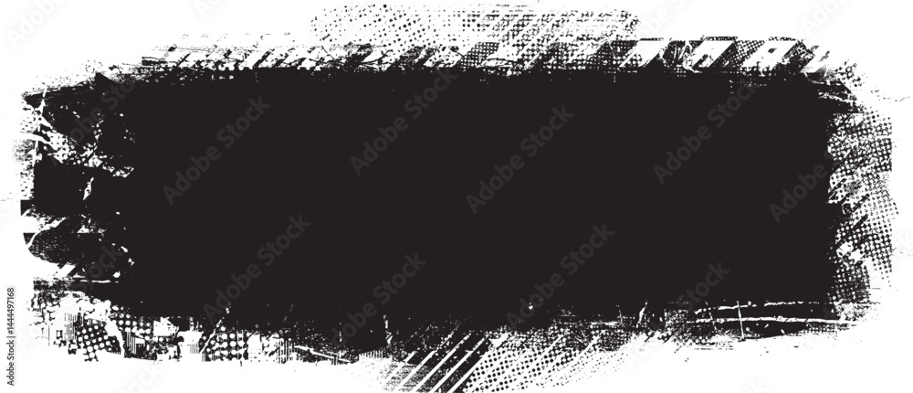 Aufkleber Grunge textured banner with rough edges. Speckled texture. Overlay grunge texture . Simply place texture over any object to create grunge effect . Banner with scratched surface for your design. 