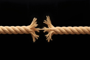 Snapping rope on black background