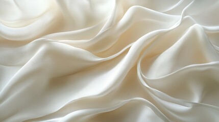Obraz premium Close-up view of soft, flowing, creamy white fabric.
