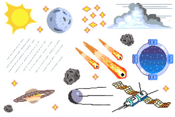 A vibrant collection of Y2K-inspired pixel art icons, blending retro aesthetics with nostalgic digital charm